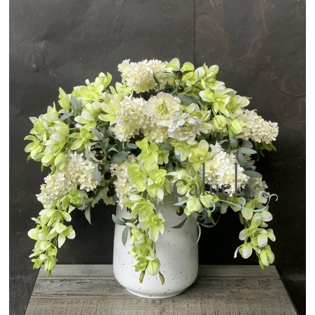 TP152735 - Chậu Rocement Hoa Phi Yến, Địa Lan Xanh