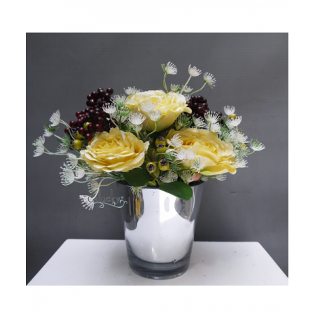 TP154768 - Bình Thủy Tinh Bạc Hoa Hồng Vàng