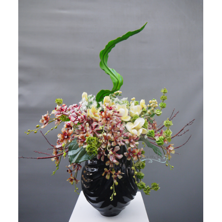 TP156786 - Chậu Lacquer Đen Hoa Mộc Lan